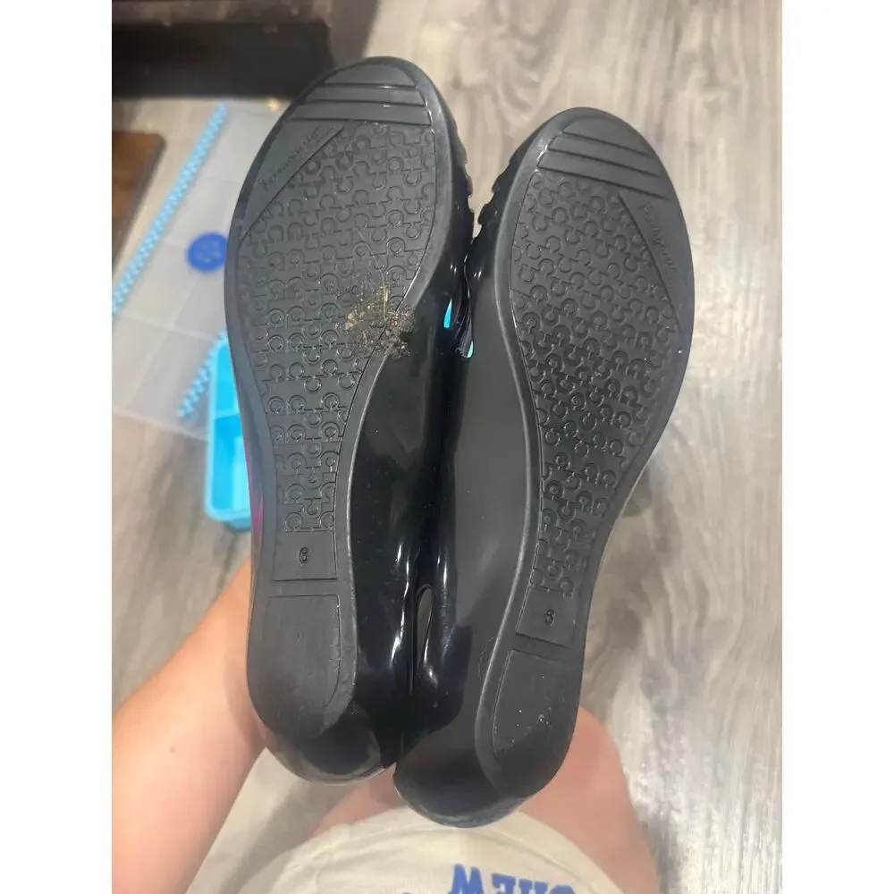 Salvatore Ferragamo Nara Black Jelly Cutout Bow Ballet Flats Size 6